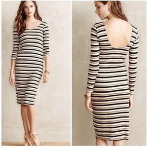 Anthropologie Dolan Left Coast Open Back Bodycon Striped Midi Dress S Prita